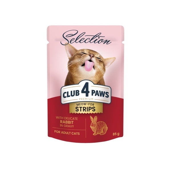 Клуб 4 Лапи Selection Вологий корм зі смужками кролика в соусі для дорослих котів А23131 фото