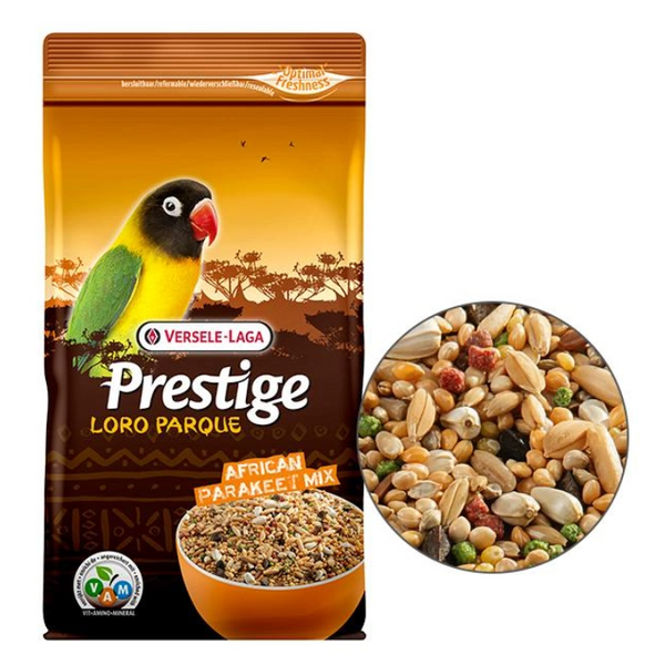 Повнораційний корм для папуг нерозлучників, карликових папуг Versele-Laga Prestige Premium Loro Parque African Parakeet Mix 1 кг А21503 фото
