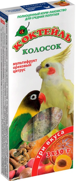 Природа коктейль колосок «Мультифрукт, горіховий, цитрус» для середніх папуг