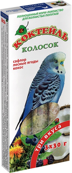 Природа Коктейль колосок «Сафлор, лісові ягоди, кокос» для декоративних птахів 1327 фото