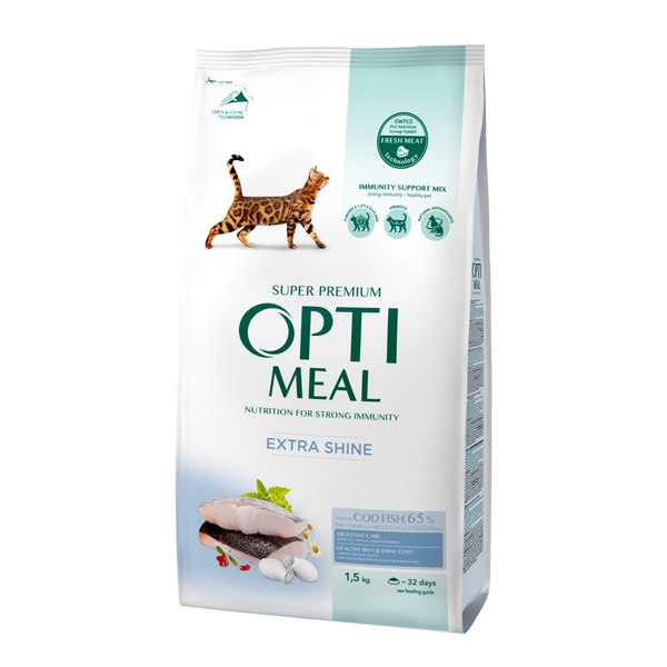 OPTIMEAL™. Повнораціонний сухий корм для дорослих котів з високим вмістом тріски