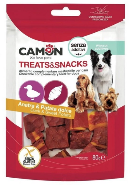 Ласощі для собак Camon Treats & Snacks Квадрати з качкою і бататом 80г А25717 фото