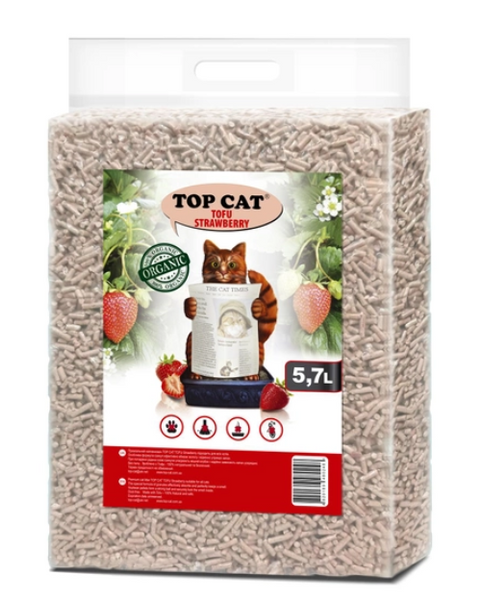 Наповнювач для котячого туалету Top Cat Tofu Strawberry 480248 соєвий з ароматом полуниці 5,7 л