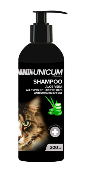 Шампунь Unicum Premium для котів, з маслом алое вера, 200 мл