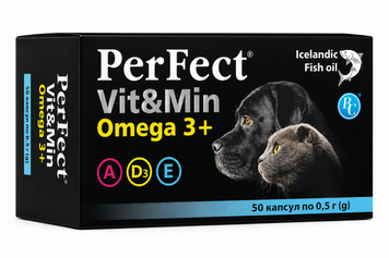 Вітаміни ПерФект д/кот/соб. Мін/Oмега 3+, 0,5г таб.50