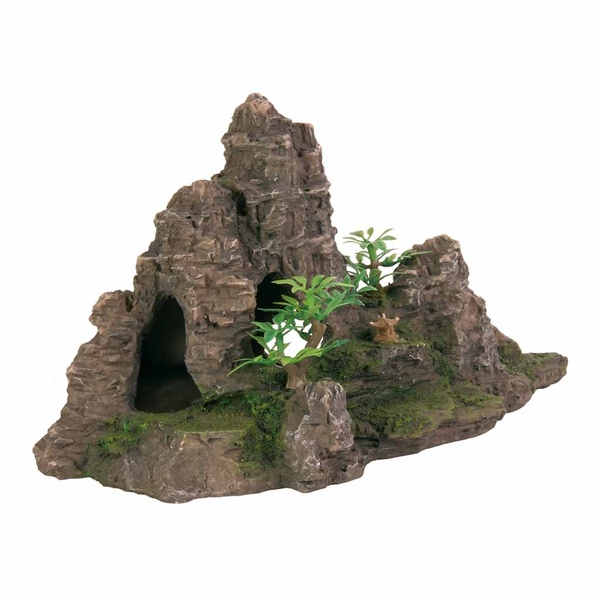 TRIXIE Декорація для акваріума, Скелі з печерою та рослинами, 22*10*12 см 950 фото