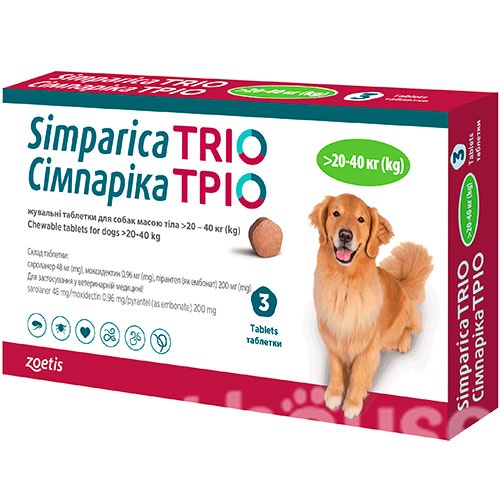 Сімпаріка Тріо таблетки для собак 20-40кг