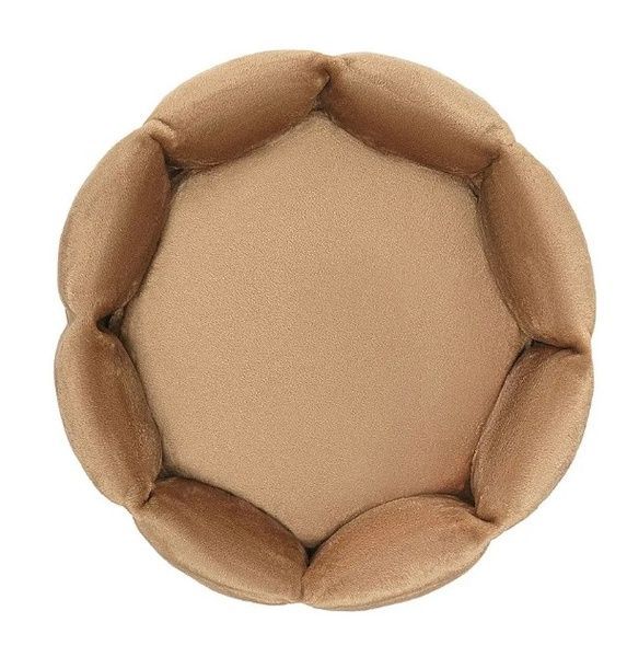 Лежанка плюшева кругла ТМ HiDOG для собаки або кота (47*15см) карамель