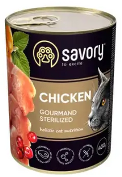 Вологий корм для стерилізованих котів Savory Cat Gourmand Sterilized Chicken (курка) А22813 фото
