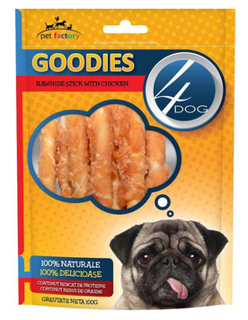 Ласощі для собак 4Dog палички із сирої шкіри курки 100 г А22588 фото