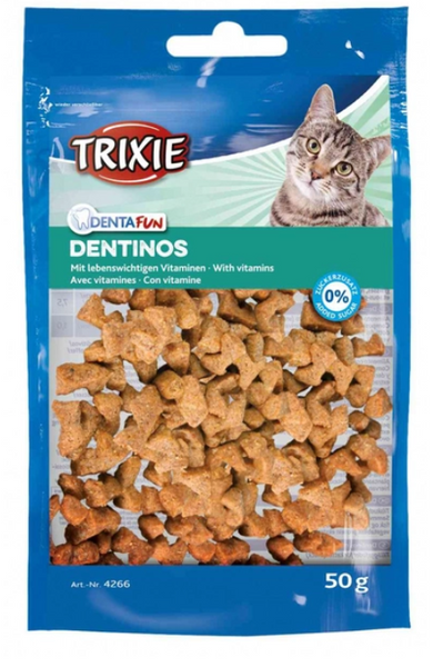 Дропи ласощі для кішок Denta Fun Dentinos Trixie з вітамінами 50гр 7925 фото