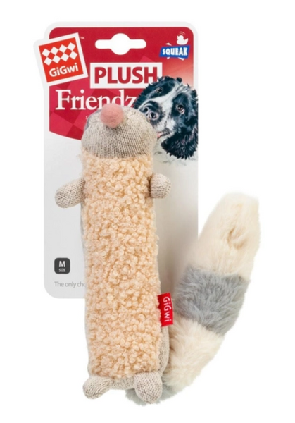 Іграшка для собак GiGwi Plush Єнот з пищалкою , текстиль, 17 см.