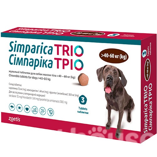 Сімпаріка Тріо таблетки для собак 40-60кг А13622 фото