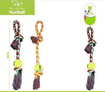 Канат для собак 1 вузол Nunbell з м'ячем, 38см