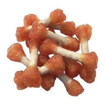 Ласощі для собак Лакі Стар(Lucky star) Гантельки з м'яким м'ясом курки на пресованій кістці, 6 см (500 г)