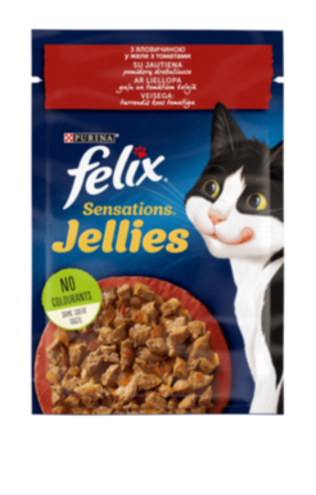 FELIX (Фелікс) Вологий корм для дорослих котів з яловичиною в желе з томатами