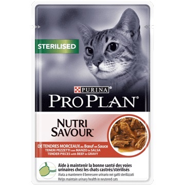 Вологий корм Purina ( Пуріна ) Pro Plan STERILISED повнораціонний корм для дорослих кастрованих котів/стерилізованих кішок. З яловичиною. А03185 фото