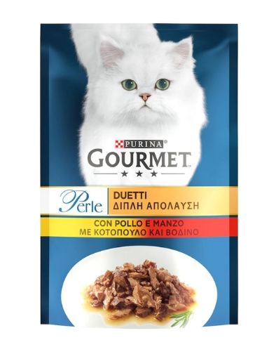 Gourmet Perle Вологий корм для котів з яловичиною та куркою 85 г