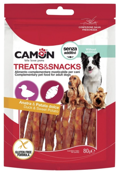 Ласощі для собак Camon Treats & Snacks Смужки з батату з качкою 80г А25718 фото