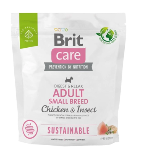 Корм для собак малих порід Brit Care Dog Sustainable Adult Small Breed з куркою та комахами, 1 кг