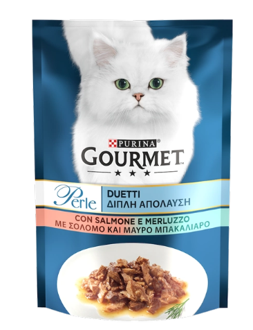 Gourmet Perle Вологий корм для котів з лососем та сайдою 85 г