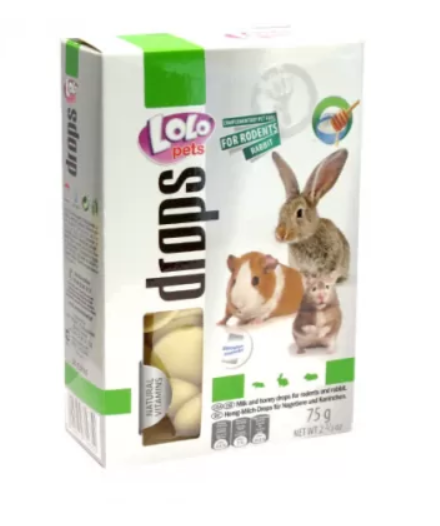 Lolo Pets Drops for RODENTS Дропси медово-молочні для гризунів і кролика А23833 фото