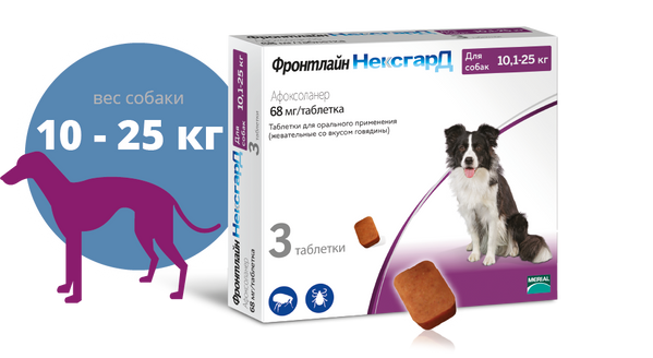 NexGard Нексгард таблетка проти бліх та кліщів (1 шт) для собак вагою від 10 до 25 кг 10785 фото