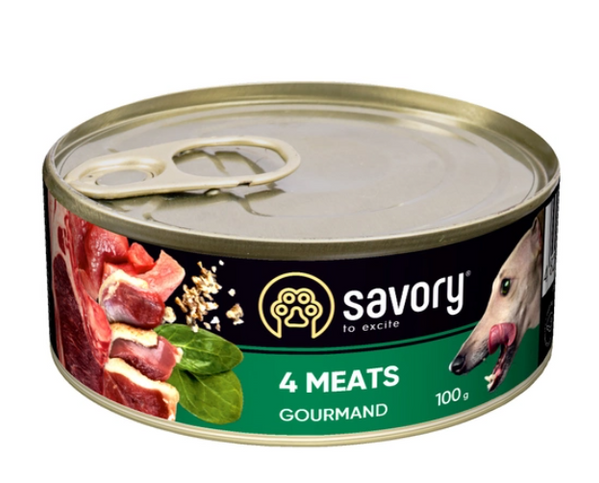 Вологий корм для дорослих собак Savory Dog Gourmand 4 Meats (м'ясне асорті) А23099 фото