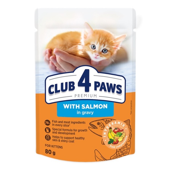 Клуб 4 Лапи Вологий корм із лососем у соусі для кошенят А22686 фото