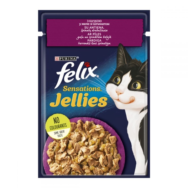 FELIX (Фелікс) Вологий корм для дорослих котів з качкою в желе зі шпинатом