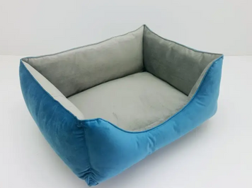 Диван прямокутний для котів і собак Бартон №2, 50&times;40&times;22 см, бірюзово-сірий, велюр А30396 фото