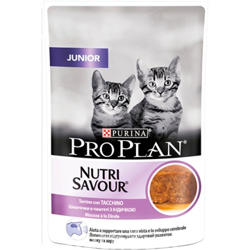 Вологий корм Purina ( Пуріна ) Pro Plan Junior NUTRISAVOUR шматочки в паштеті з індичкою для кошенят. А11426 фото