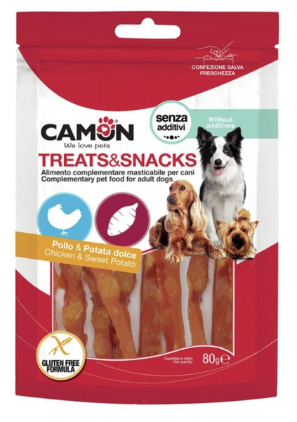 Ласощі для собак Camon Treats & Snacks Палички з куркою та бататом 80г