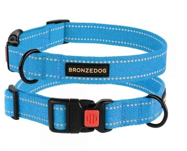 Нашийник світловідбивний брезентовий для собак Bronzedog Dog Collar Cotton 2,5х35-45 см