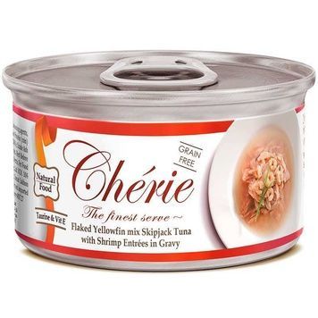 Cherie (Шері) Yellowfin mix Skipjack Tuna with Shrimp Entrеes in Gravy - Вологий корм з тунцем та креветками для дорослих кішок (шматочки в соусі) А33623 фото