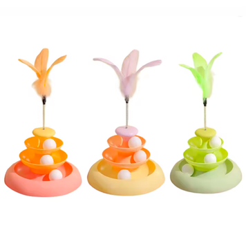 JOYPET Трек для кота 3 рівня з м'ячиками та пір'ям 30*30*28см (колір в асортименті) А35604 фото