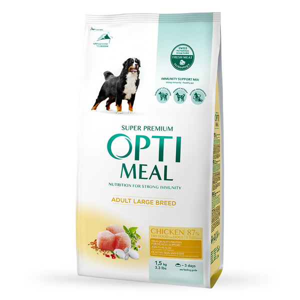 OPTIMEAL™. Повнораціонний сухий корм для дорослих собак великих порід -курка 1.5 кг А01218 фото
