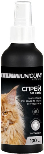 Спрей UNICUM premium від бліх та кліщів для кішок, 100 мл А10625 фото