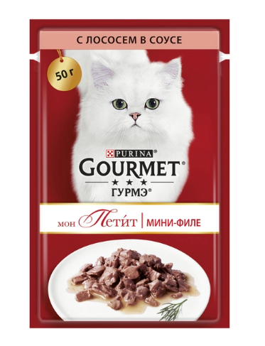 Gourmet Mon Petit Вологий корм для котів з лососем в соусі 50г А30249 фото