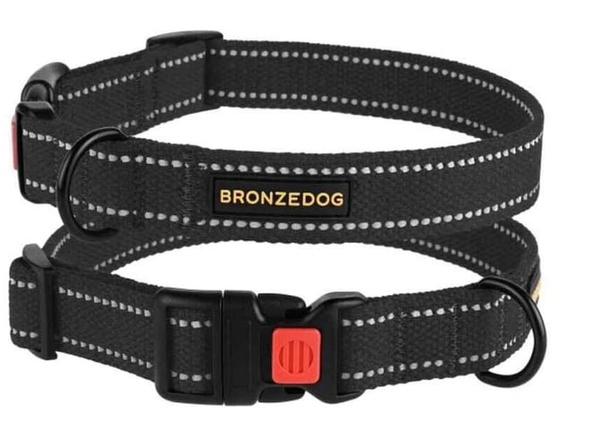 Нашийник світловідбивний брезентовий для собак Bronzedog Dog Collar Cotton 2,5х35-53 см А12059 фото