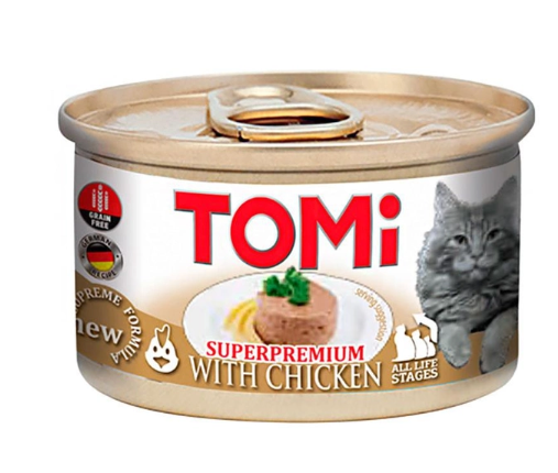 Консерви з куркою для котів (мус) TOMi Superpremium Chicken 85 г А06997 фото