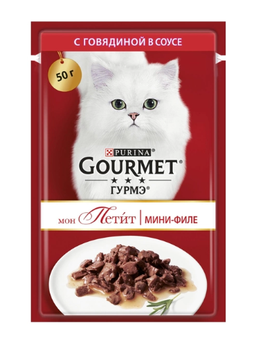 Gourmet Mon Petit Вологий корм для котів яловичина в соусі А30248 фото