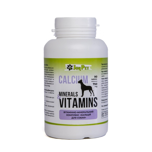 Вітамінно-мінеральний комплекс JoyPet 'Кальцій' для собак середніх та великих порід, 90 таблеток