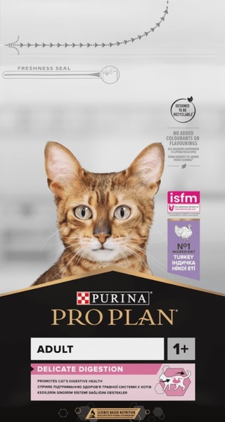 Корм сухий Purina (Пуріна) Pro Plan для дорослих котів з чутливим травленням з індичкою, 10 кг А03010 фото