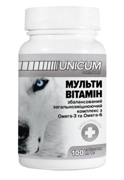 Вітаміни Unicum Premium 'мультивітамін' для собак 100 табл. 100 г А08148 фото