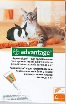 Bayer (Байєр) Адвантейдж для котів та кролів до 4 кг (ціна за 1 амп) 1769 фото