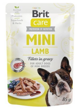 Вологий корм Brit Care Dog Mini Fillets In Gravy для дорослих собак малих і мініатюрних порід (ягня) 85 г А22012 фото
