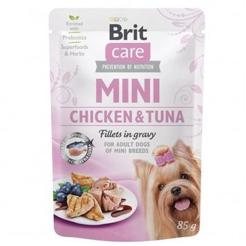 Вологий корм для собак малих порід Brit Care Mini pouch філе курки з тунцем у соусі 85 г А13420 фото