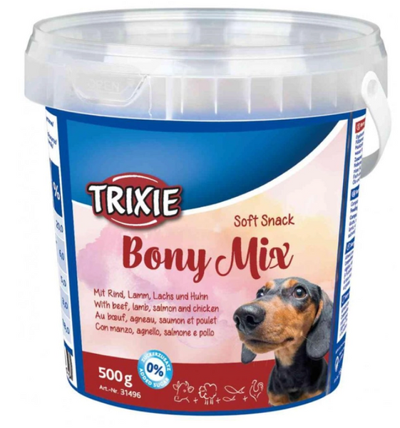 Ласощі для собак Soft Snack Bony Mix Trixie яловичина, баранина, лосось, курка 500гр 7879 фото