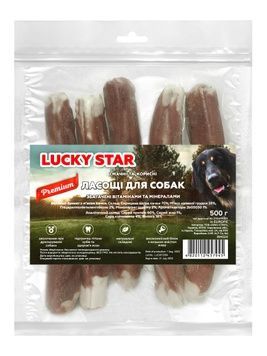 Ласощі для собак Lucky Star Великий брикет з м'ясом качки 500 г